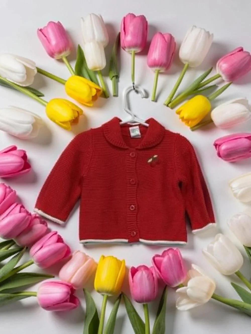 Gymboree Good Old Days NWT Red Sweater Embroidered Cherries Peter Pan Collar